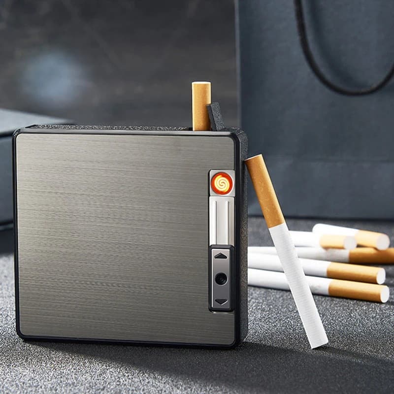 Cigarette case with built-in lighter