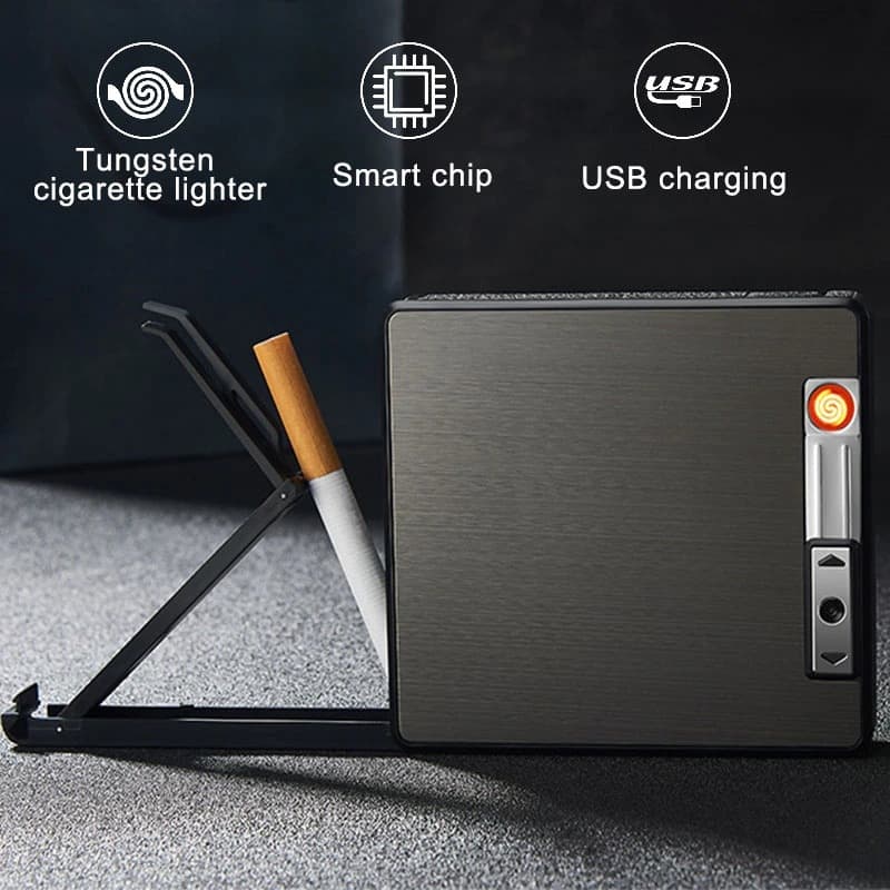 Cigarette case with built-in lighter